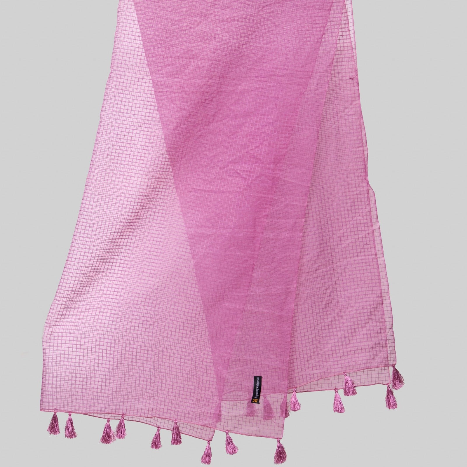 Organza Purple Checkered with Tussle Dupatta