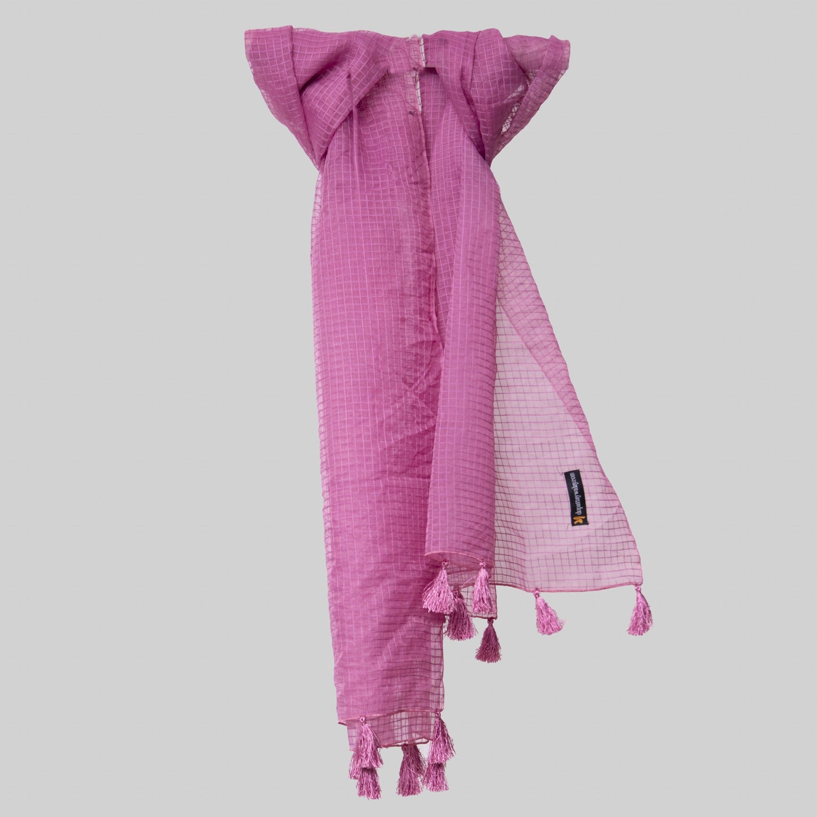 Organza Purple Checkered with Tussle Dupatta