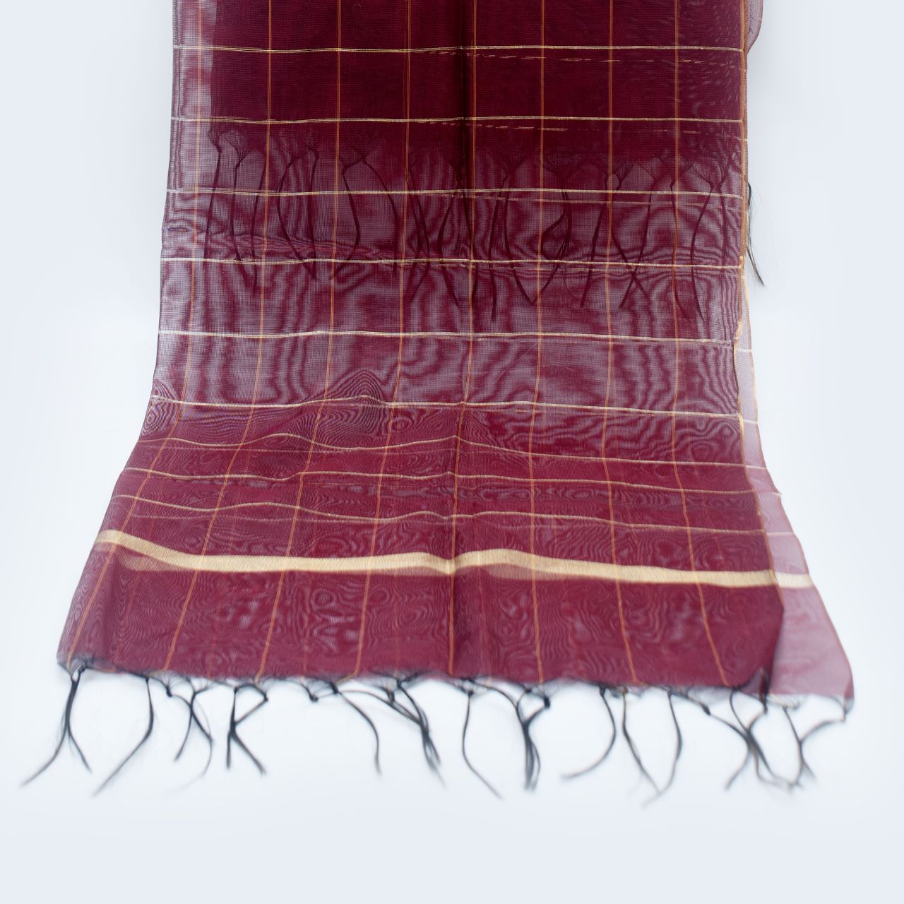 Woven Khaddi Maroon Golden Checkered Dupatta