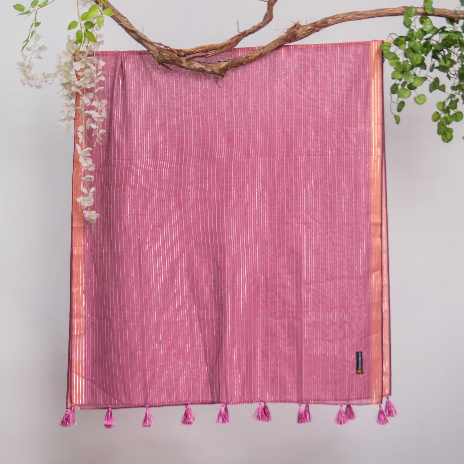 Cotton Mulberry All Sided Border with Tussle Dupatta