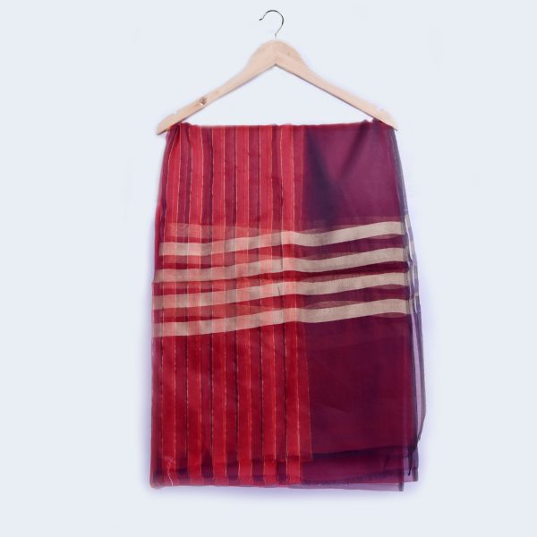Organza Red, Maroon Double Tone Two Sided Dupatta