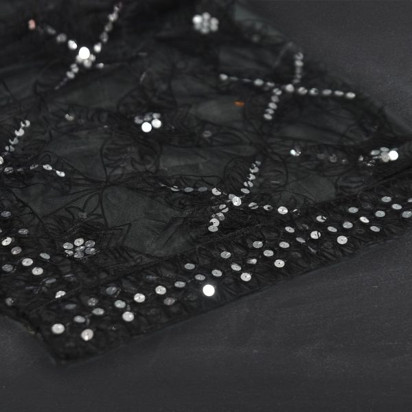 Net Black Embroidered All Sided Lace Dupatta