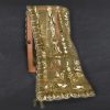 Organza Mehndi Foil Printed Embroidered All Sided Lace with Tussle Dupatta