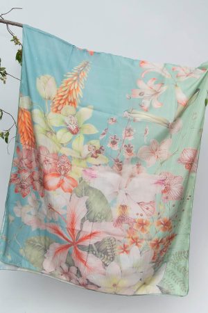 Poly Lawn Dual Shade Lilly Floral Printed Dupatta