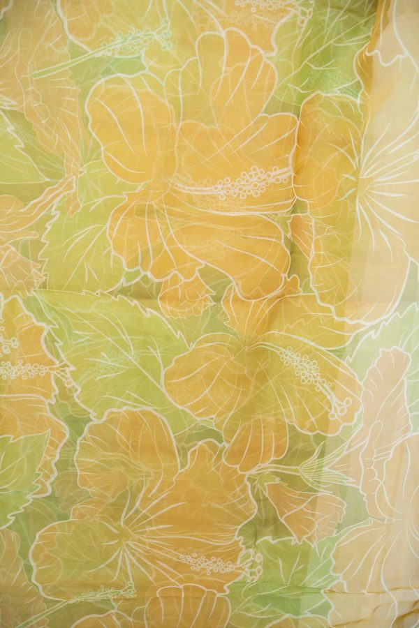 Organza Green Orange Lilly Printed Dupatta