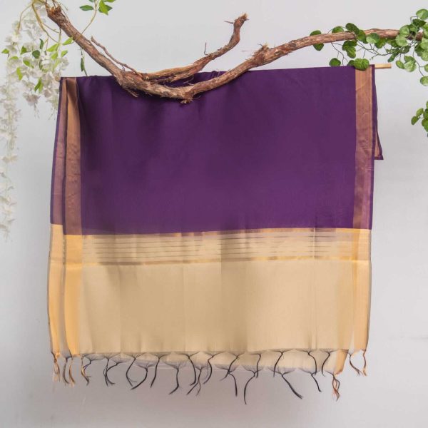 Cotton Silk Purple All Sided Border Dupatta