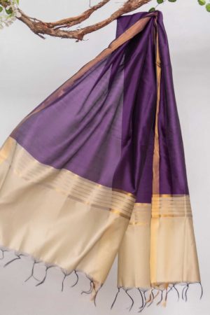 Cotton Silk Purple All Sided Border Dupatta