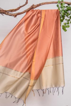 Cotton Silk Peach All Sided Border Dupatta