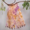 Organza Mustard Purple Tie Dye Embroidered Two Sided Tussle With Mirror Work Dupatta