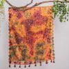 Organza Maroon Orange Tie Dye Embroidered Two Sided Tussle With Mirror Work Dupatta