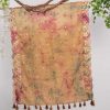 Organza Brown Tie Dye Embroidered Two Sided Tussle With Mirror Work Dupatta