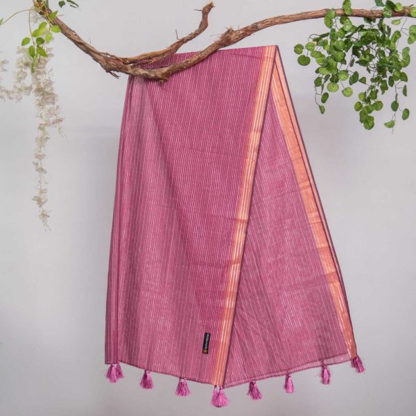 Cotton Mulberry All Sided Border with Tussle Dupatta