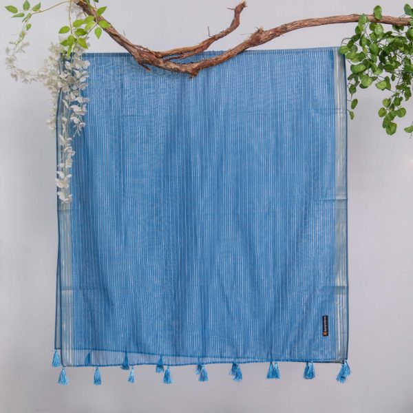 Cotton Blue All Sided Border with Tussle Dupatta