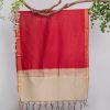 Cotton Silk Red All Sided Border Dupatta