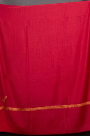 Woolen Pashmina Red Hashidaar Sozni Embroidered Shawl