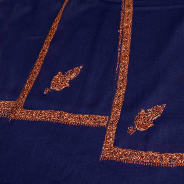 Pashmina Navy Blue Hashidaar Sozni Embroidered Shawl