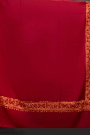 Pashmina Red Dordar Sozni Embroidered Border Shawl