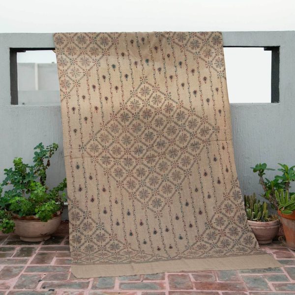 Woolen Pashmina Skin Abstract All Over Jaal Sozni Embroidered Shawl