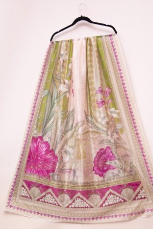 Silk Pink Lily Printed Dupatta