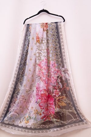 Silk Brown Florel Printed Dupatta